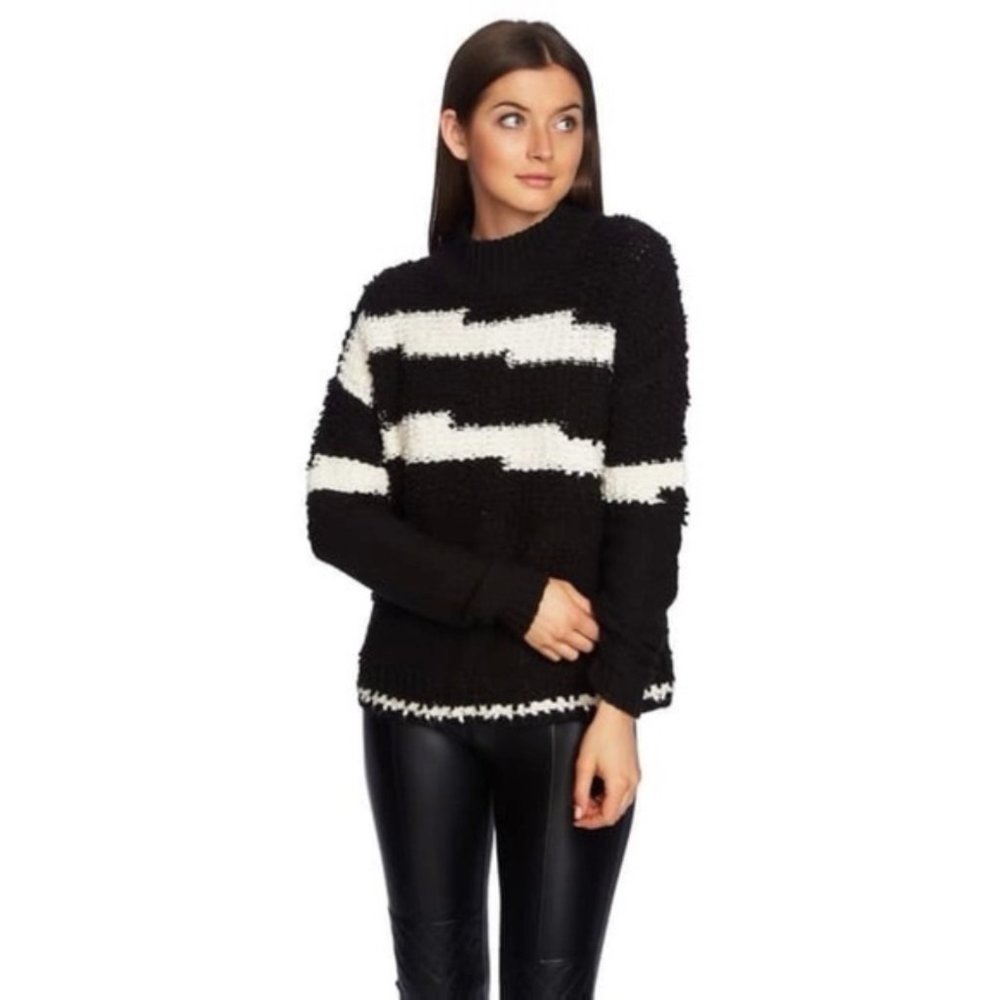 New 1.State Multitexture Mock Neck Sweater
